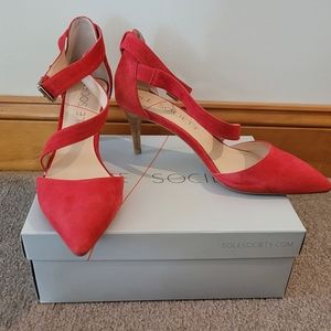 Sole society kitten heels red size 10